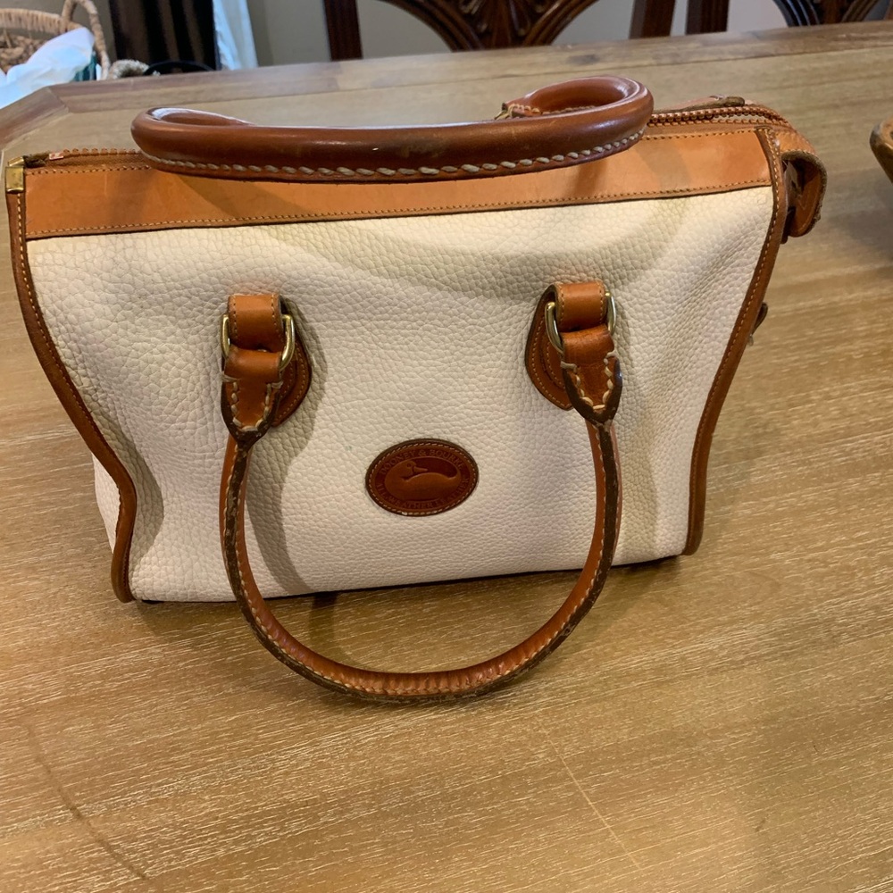 Dooney & Bourke Cream / White and Brown Satchel